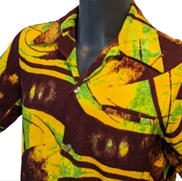 Vintage Hawaiian shirt No size tag Barkcloth - Picture 4 of 11